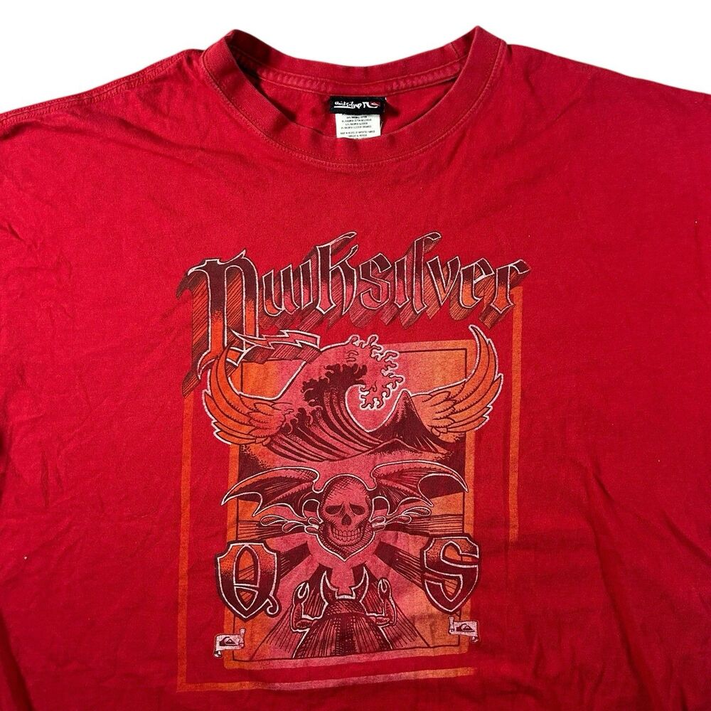 Vintage Quicksilver Graphic Shirt Men’s XL Red Skull Grunge Surf Skate Y2K